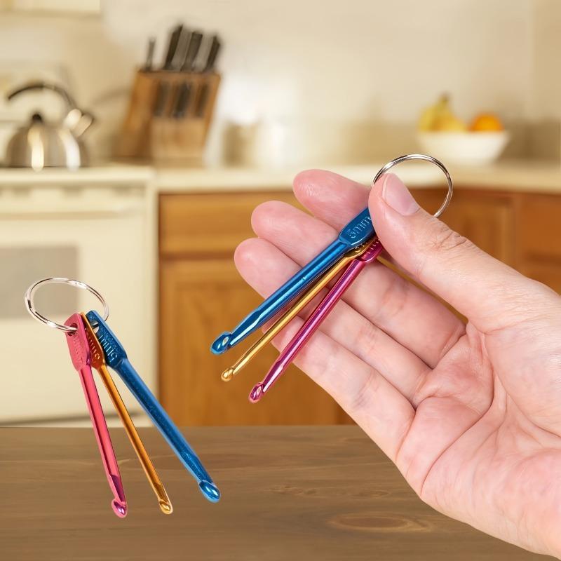3pcs/set 5sets Multicolour Mini Aluminum Keychain Crochet Hooks DIY Crafts Tools Knitting Needles