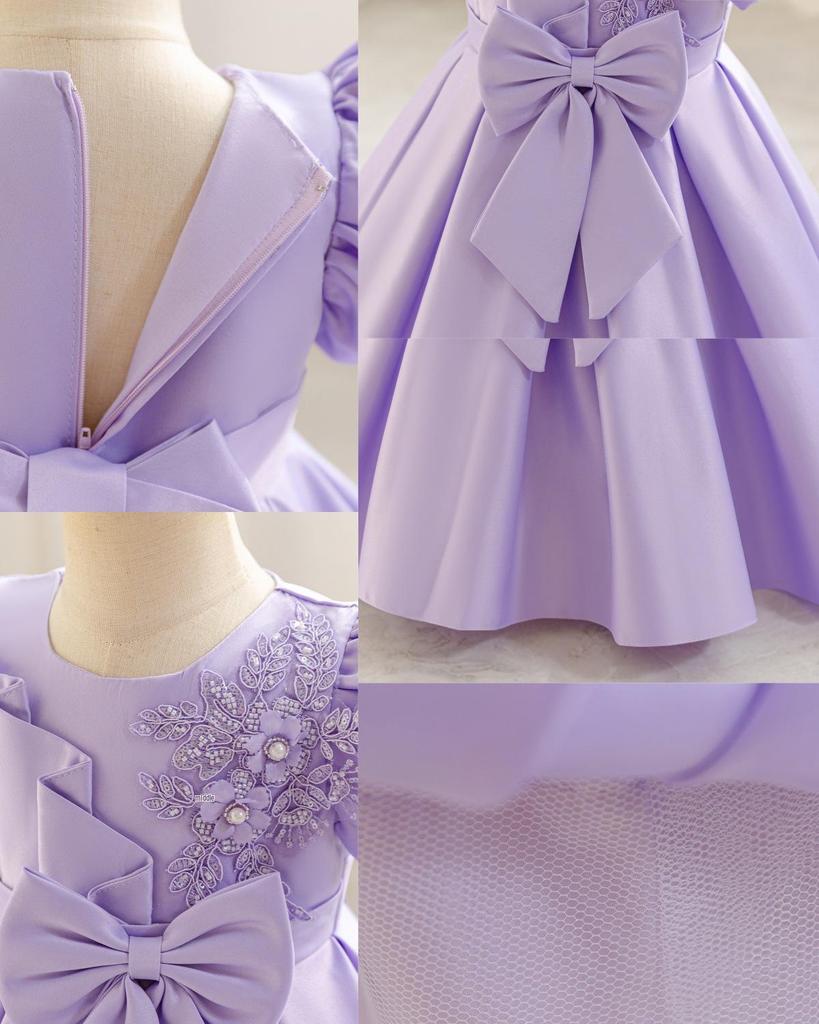 2025 Baby & Toddler Bow Puff Sleeve Birthday Party Princess Dress