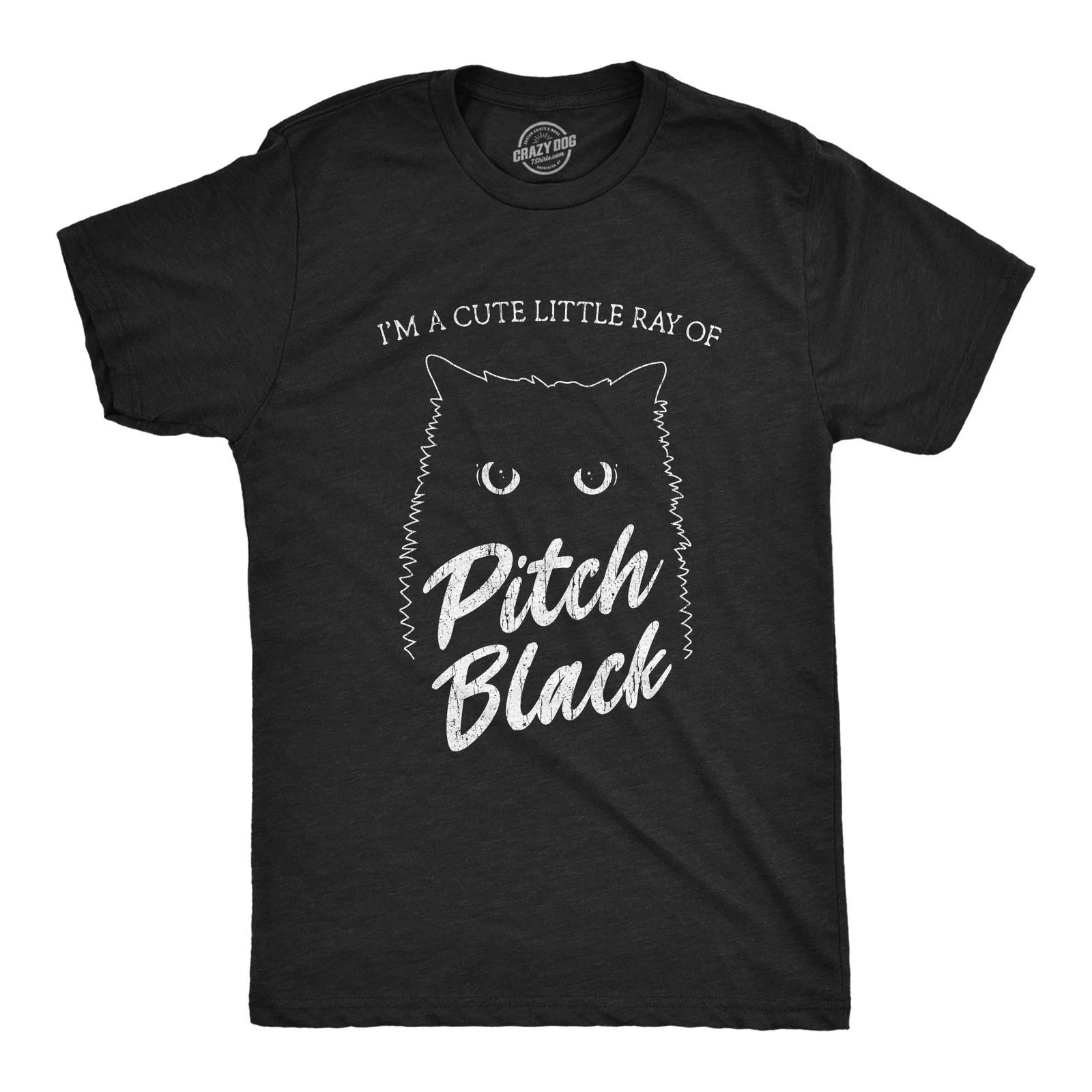 Mens I m A Cute Little Ray Of Pitch Black T Shirt Funny Pet Cat Kitty Halloween L