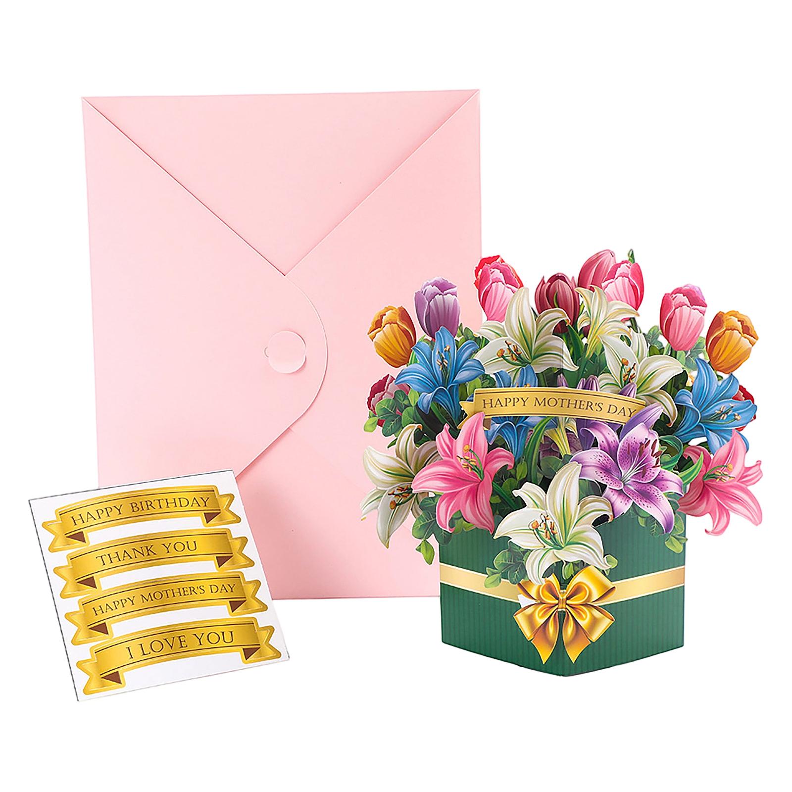

Creative 3D -up Greeting Card, Flower Bouquet, Mother s Day Greeting Card, Thank You Greeting Card One Size