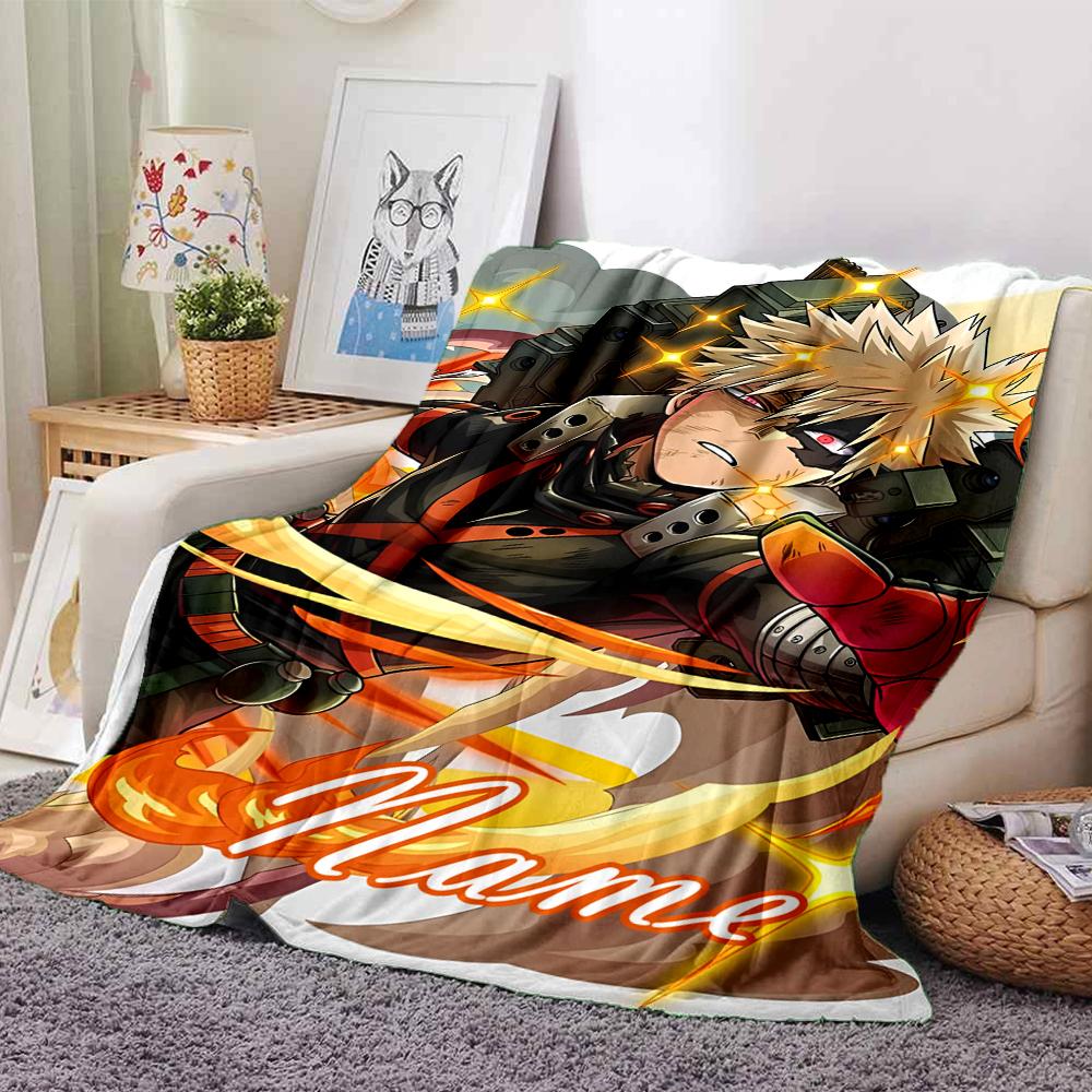 Custom Name My Hero Academia Theme Printed Blanket - Perfect for Couch, Bed, Travel & Outdoor Use | Machine Washable, Cozy & Durable.