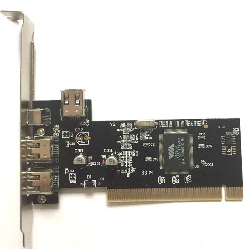 Novo Controlador de Placa PCI Firewire IEEE 1394 de 4 Portas 4 / 6 Pinos para 1394 Placa de Captura de Vídeo Adaptador com CD de Driver para HDD MP3 PDA