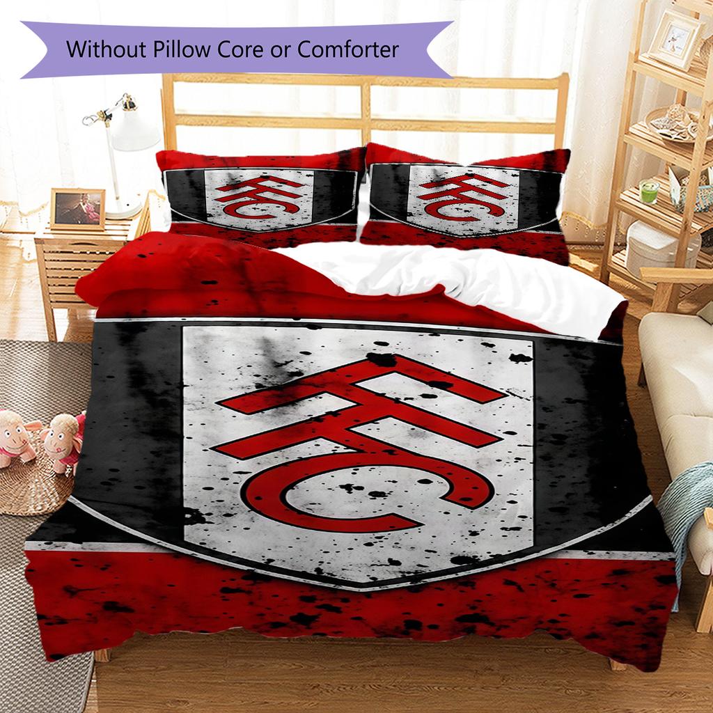Fulham F.C Teppichmuster Bettwäsche Steppdecke Set Bettbezug Kissenbezug Heimdekoration Geburtstagsgeschenk (1 Bettbezug + 2 Kissenbezüge, ohne Füllung)