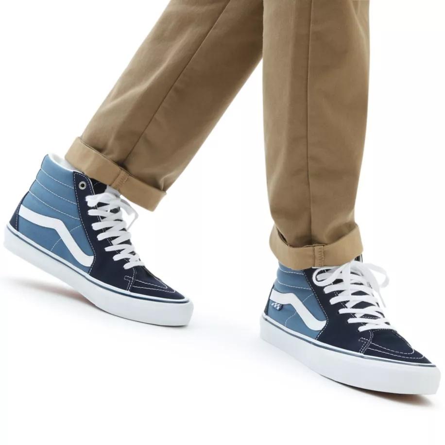 Vans Skate Sk8-hi Splicing Contrasting Colors Casual Sports Skateboarding Shoes Unisex Navy Blue Men's VN0A5FCCNAV