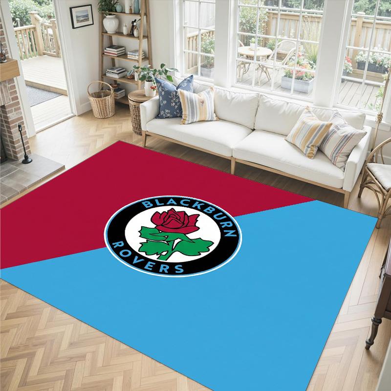 Blackburn Rovers Football Design Crystal Velvet Carpet Cozy Non?Slip Printed Rug For Bedroom Living Room Entrance