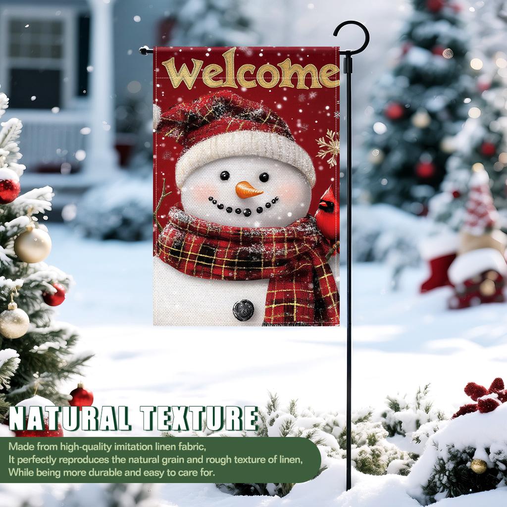 Christmas snowmanGarden Flag 12x18 Inch Double Sided for Courtyard Outdoor Welcome Flag Decoration (Excluding Flagpole)