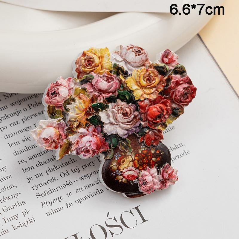 Magneți de frigider cu flori creative, pictură în ulei, flori, magneți pentru decorarea frigiderului, autocolante magnetice cu trandafir de floarea soarelui