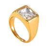 18k Gold Plated Titanium Steel Square Diamond Ring - Ideal Father's Day or Boyfriend Gift
