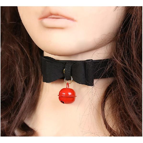 Bell Bow Tie PU Leather Necklace for Women Sex Slave Bdsm Bondage Collar Sexy Toys for Couples Sex