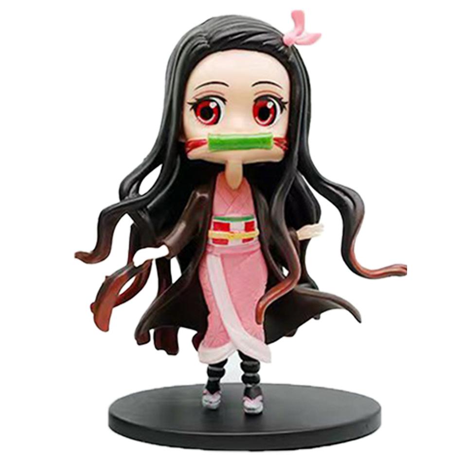14Cm Anime Figure Nezuko Tanjirou Zenitsu Inosuke Kyoujurou Giyuu Kawaii Qposket Pvc Model Toys Children Gift