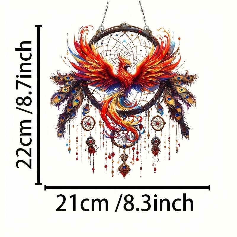 2D Aurora Phoenix Acrylic Light Catcher Solar Catcher Hanging Home Decor Auspicious Phoenix Theme Bedroom Garden Gift