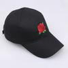 Rose Embroidery Baseball Cap Black Cotton Snapback Hip Hop Hat Unisex