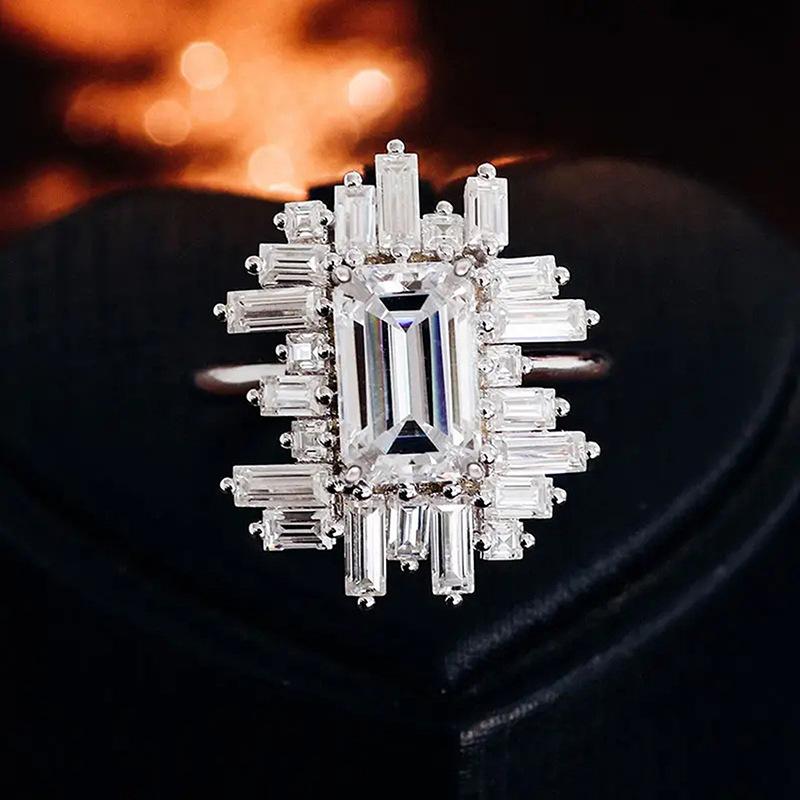 Ny Glitrende Firkantet Geometrisk Design Ringlys Luksus Personlig Mote Stil Forlovelses- og Bryllups Tilbehør