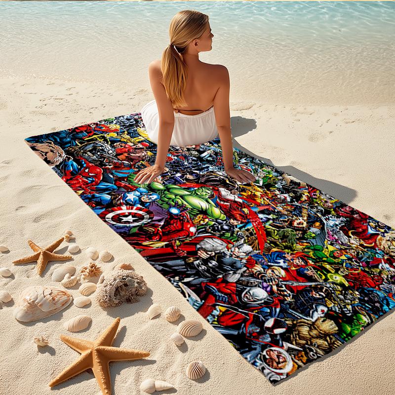 1Pc Superhero Comic Collage Beach Towel, Quick Dry, Multi-Use for Beach Pool Gym Yoga Home Travel, Christmas, Halloween, Xmas Gift M928666