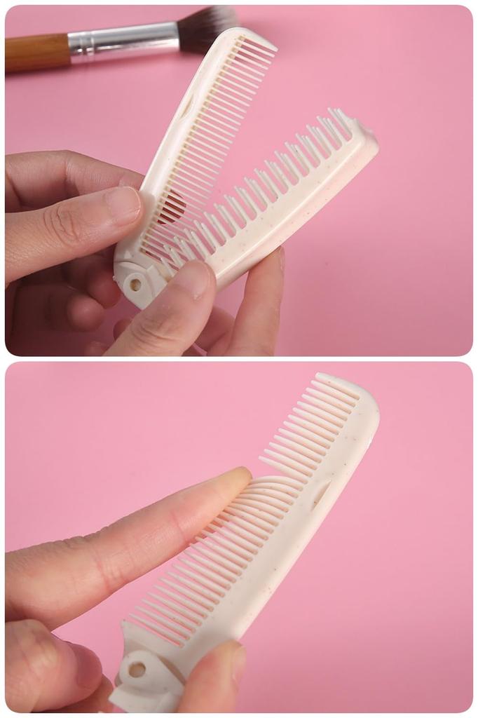 Harukita Klappdoppelhaar Doppel 4 4er-Set Kamm, Kamm, Bürste, Aufsatz, Antistatisch, Leichtgewicht, Reise, Tragbar, Farben,