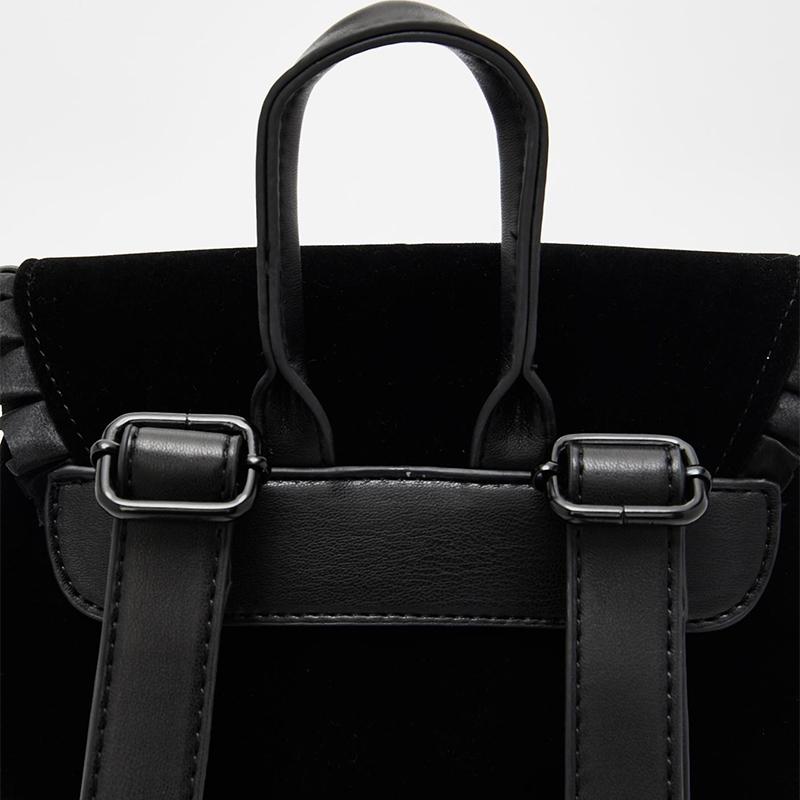 Zaino in velluto Harajuku scuro Zaino da donna con ricamo magico gotico Stile punk nero Zaino da donna Borse da viaggio Borsa a tracolla