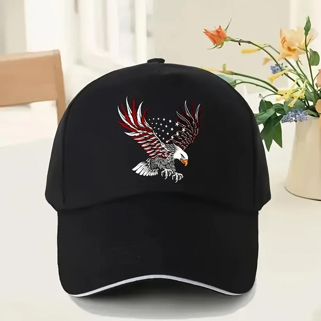 American Flag Bald Eagle Baseball Cap Adjustable Polyester Graphic Print Casual Unisex Adult Hat