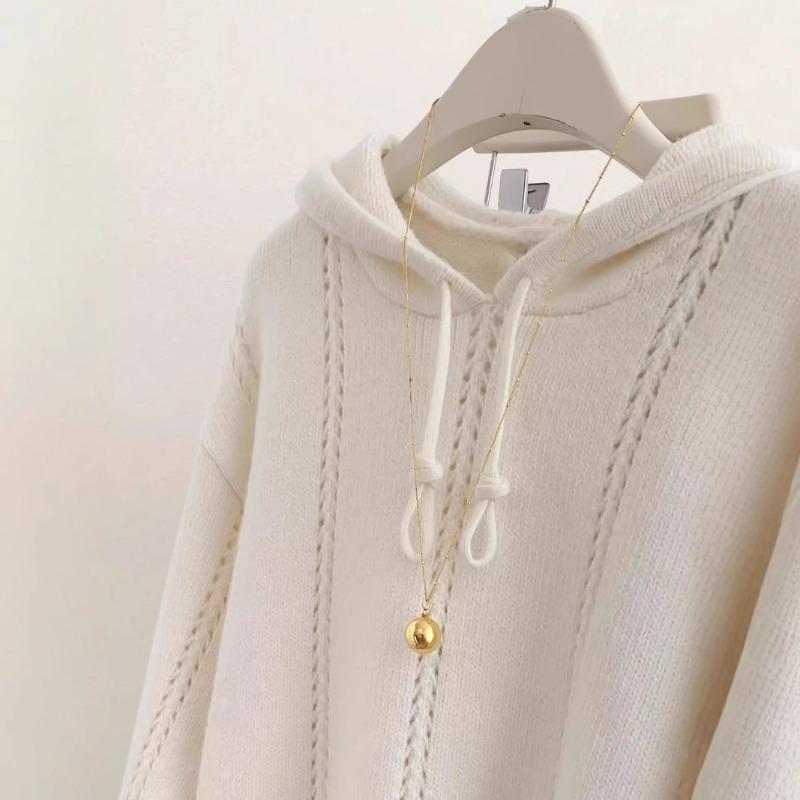 Hooded Sweater Women's Winter New Loose Inside with Lazy Wind Hooded Outside Knitted Sweater Top