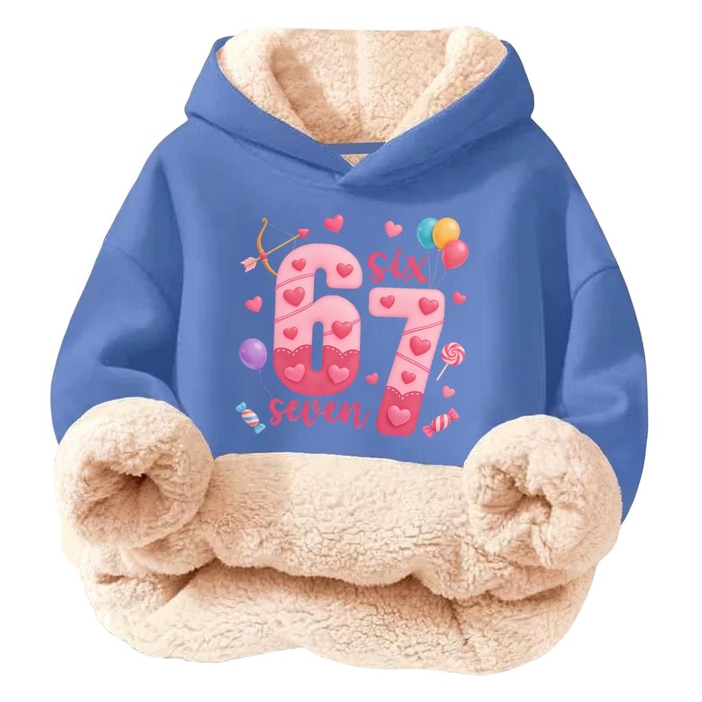 Çocuklar İçin Modaya Uygun Baskılı Günlük Polar Kapüşonlu Bol Kesim Cepli Olmayan Hoodie