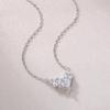 Sweetrain  Princess Cut Moissanite Necklace Sterling Sliver Chain Plated White Gold Heart Necklace for Women Jewelry
