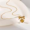 European-American Titanium Heart Bow Necklace: Light Luxury, Colorfast Stainless Steel Clavicle Chain