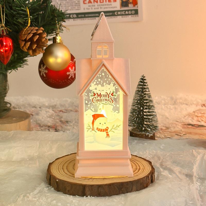 

Рождественские украшения Замок Ветряные огни Светодиодные Портативные Светящиеся Ночники Детские Подарки Christmas Snowman розовый