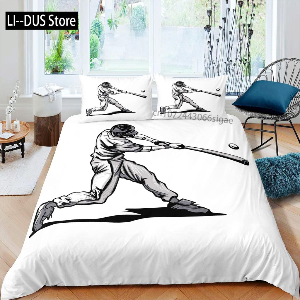 Comforter Baseball Polyester Ball Pattern Sports Theme Player Twin Bedding Set For Teen Baseball Lovers Queen King