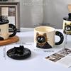 Portable 370ML Ceramic Cats Mug Personality Office Coffee Drinking Cup with Lid Heat Resistant Beverage Drinkware
