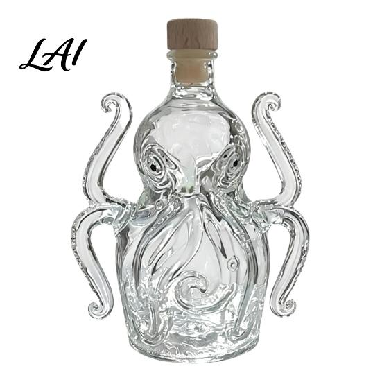 Whiskey Storage Bottle Octopus Decanter Glass Decorative Liquor Bottle 320ml Sealing Decanter Multi-Purpose for Spirits Men Dad Home Bar Lead-free
