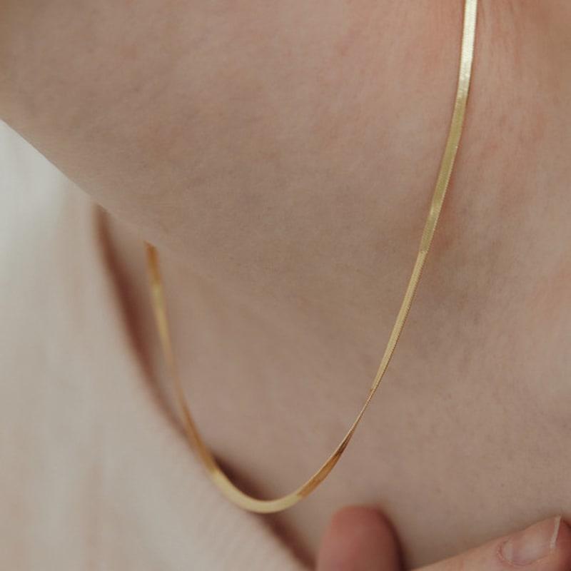 TATIANA (925 Silver) Modern Flat Snake Chain Necklace NZ2158