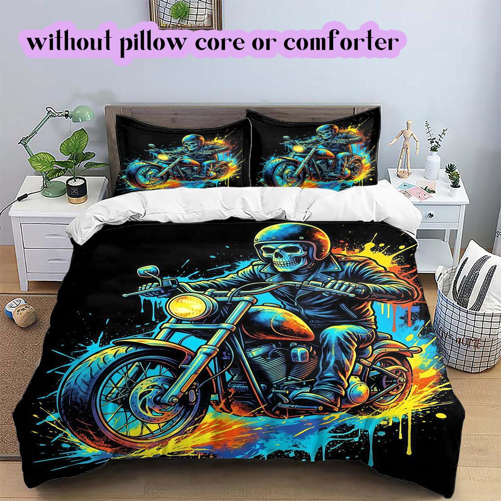 Splashing Ink Death  Pattern Bedding Quilt Set Quilt Cover Pillowcase Home Decoration Birthday Gift (1 * Duvet Cover + 2 * Pillowcase, Without Core)