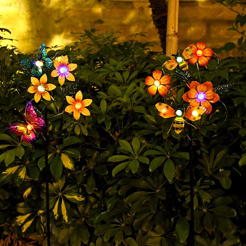 Solar Iron Butterfly & Bee Lawn Lamp