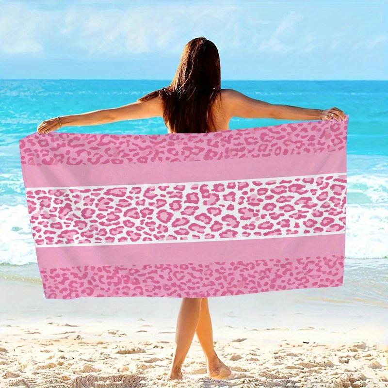 Tierprint Leopard Rosa Töne Strandtuch, Weiche Mikrofaser Unisex für Schwimmen Reisen Camping