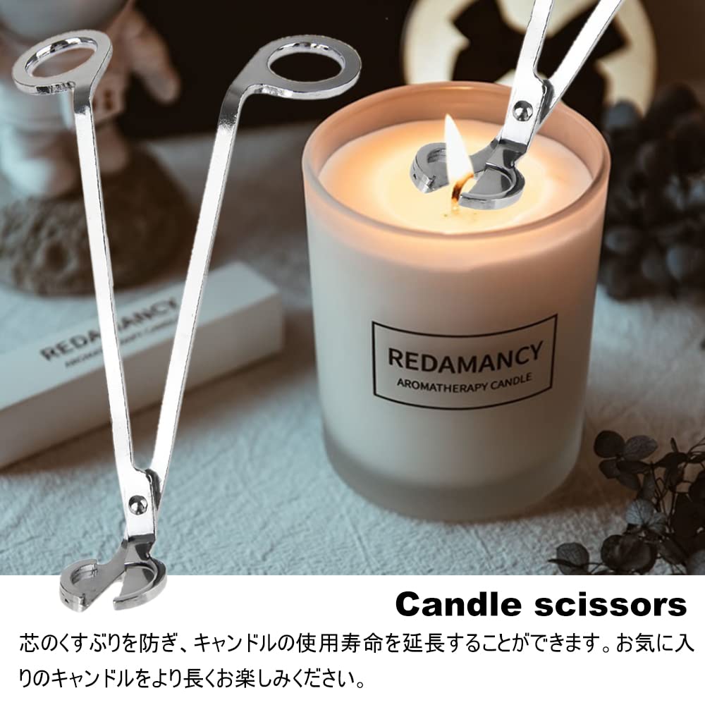 Lemfema Candle Candle Wire Stainless Candle Wire for Buddhist Altars and Home Set Extinguisher, Squeezer, Steel, Trimmer, Use, Silver, 2-Piece