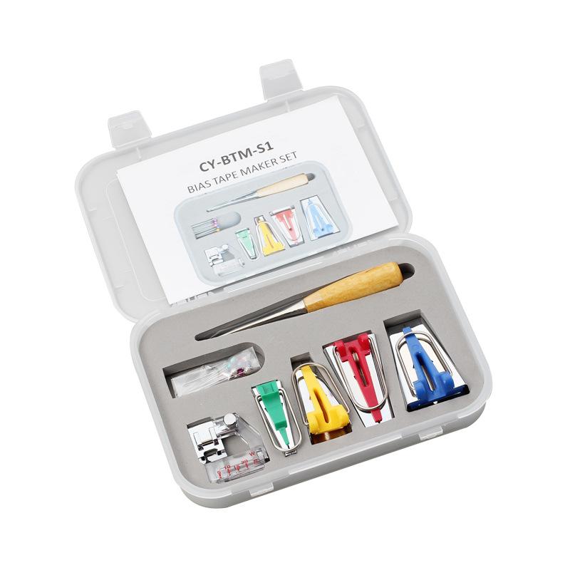 

4 Sizes Bias Tape Maker Kit - 16pcs/set With Binder Foot - Wooden Sewing Awl - Positioning Pin For Sewing Quilting