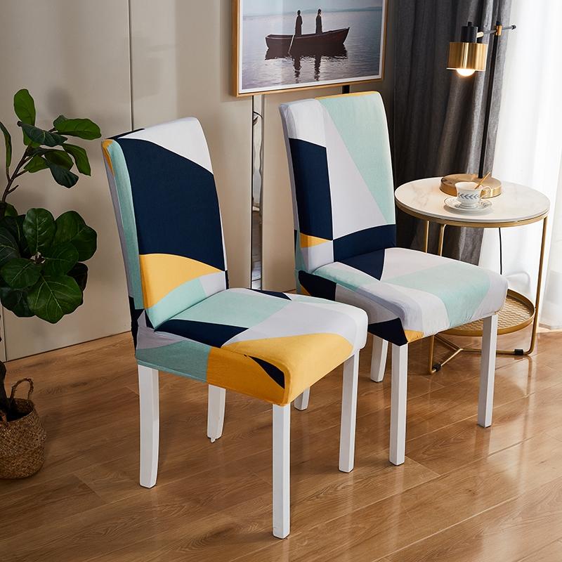 Printed Chair Covers Adjustable Dining Chair Cover Big Elastic Chairs Protector Kitchen Wedding Desk Stretch Modern Geometric