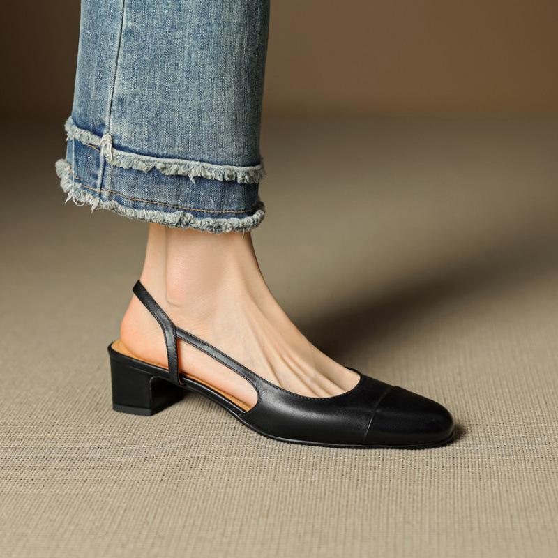 Retro Leather Sandals For Women, Single Shoes