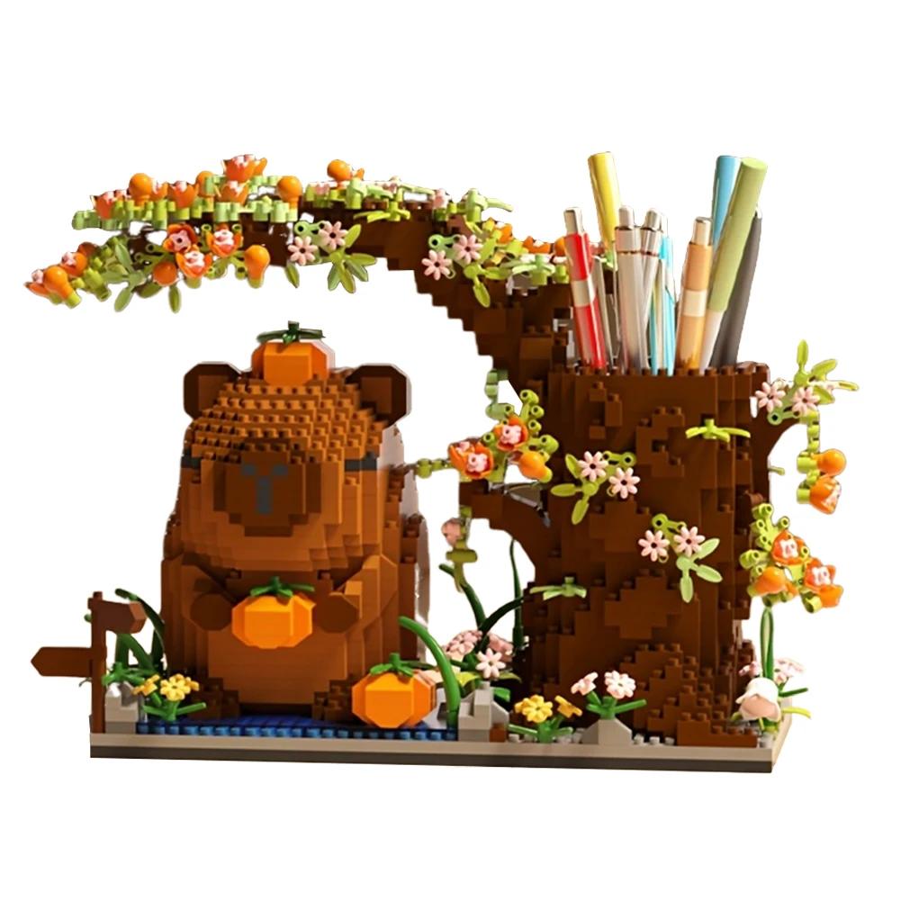 

Capybara Baustein StifthalterMultifunktions-Schreibtisch-Organizer für Bürobedarf KosmetikGeburtstagsgeschenk Desktop-Dekoration