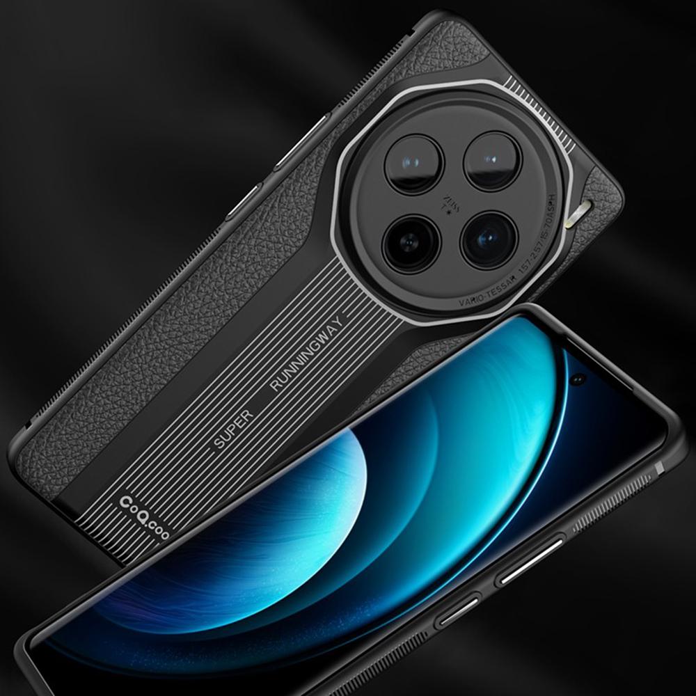 

Q.COO Super Running Series For vivo X100 Pro 5G Shockproof Case Leather+Acrylic+TPU Mobile Phone Cover Black