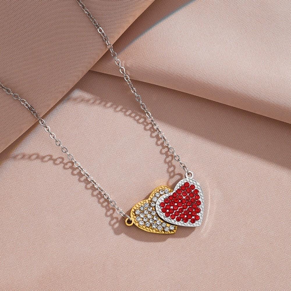 Magnetic Love Heart Pendant Necklace Rhinestone Heart Necklace Valentine's Day Gift
