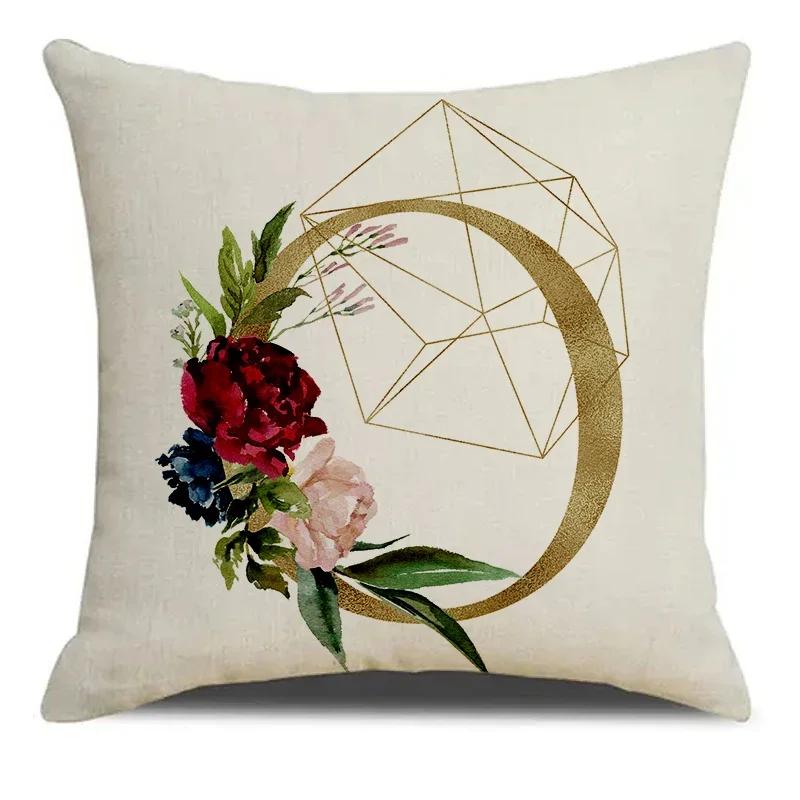 

Золотые Буквы I & YOU Цветочный Принт Мягкая Квадратная Наволочка Смесовая Наволочка Чехол для Подушки Гостиная Домашний Декор 66x66cm красный