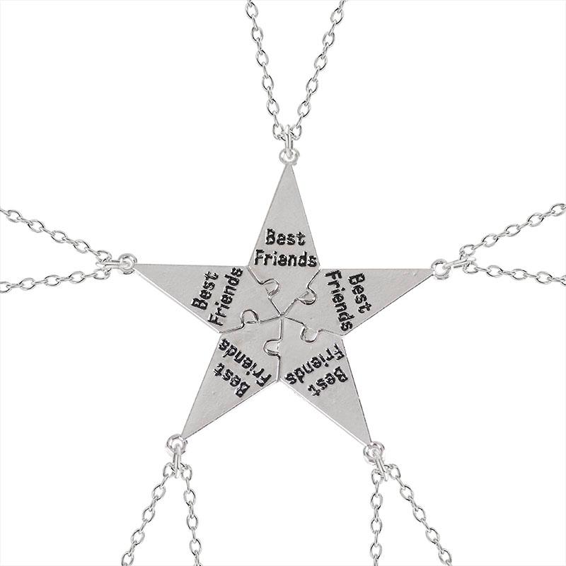 Best Friends Necklace Creative Five-Pointed Star Pendant Alloy Accessories Men and Women Friendship Chain Fashion Jewelry Gift