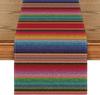 Strisce Colorate Messicane Serape Runner da Tavola in Lino Decorazioni per Feste Dia De Los Muertos Fiesta Runner da Tavola da Cucina Decorazione per Feste