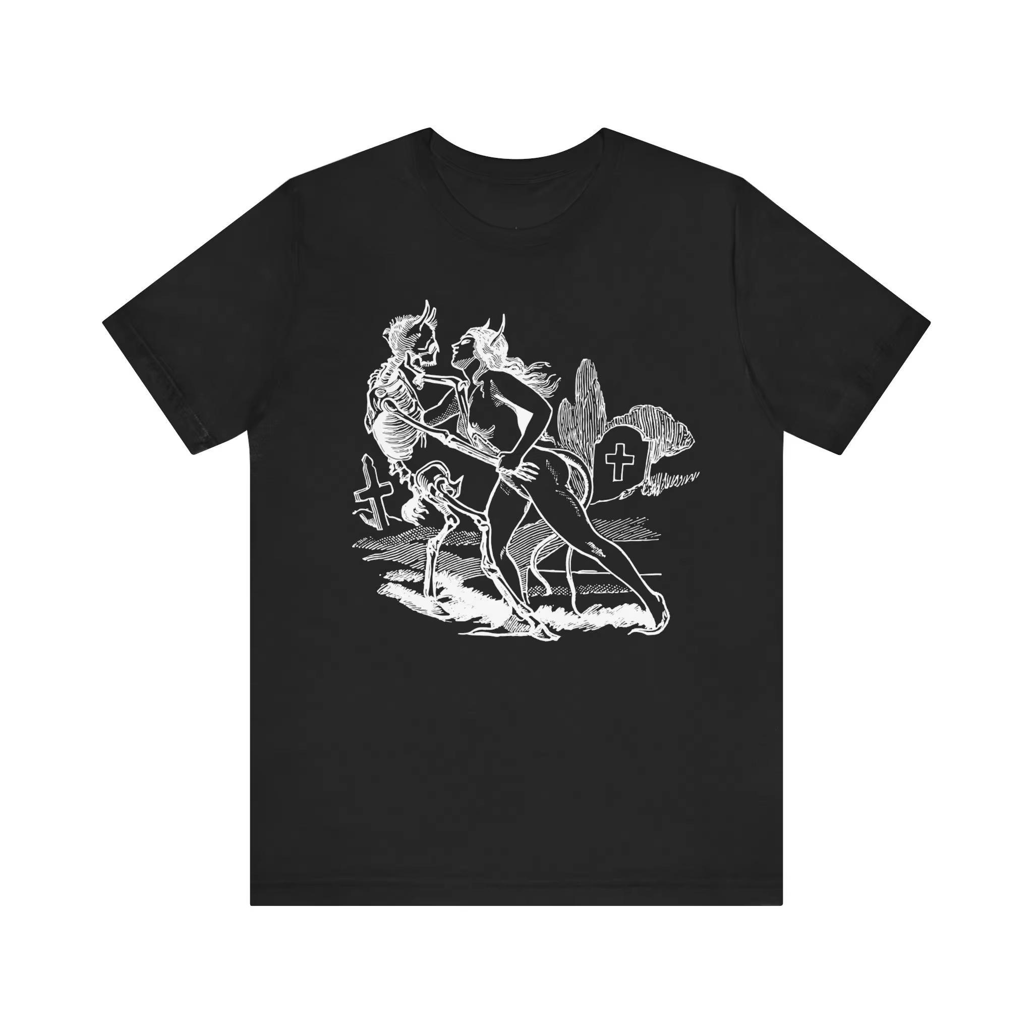 

Unisex Clothing Unisex Witch Seduction Skeleton Martin Van Meir Art Vintage Voodoo Tee Mystery Tee Gothic Fashion Jersey Short Tee 4XL