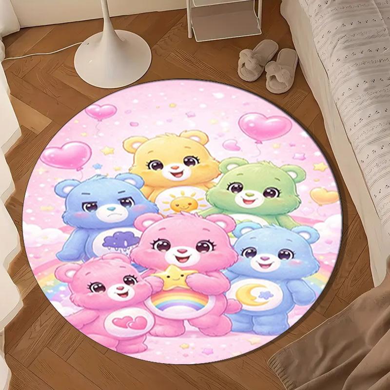 Love Bears Cozy Night Round Rug for Livingroom,Bedroom, Palyroom, Chair Rug, Area Rug, Circle Carpet, Large Size Fan Christmas Gift