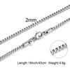 Mens Thin Box Chain Necklace,1/2/3MM Stainless Steel Chain Link Collars Gifts,Male Zircon,18 to 24 Inch