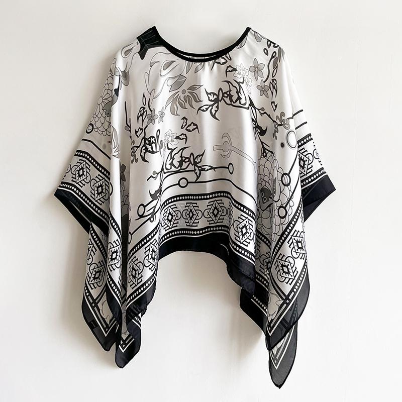 

Шали Летний Пляжный Сексуальный Женский Модный Принт Шифон Свободная Блузка Солнцезащитный Комфортный Пончо