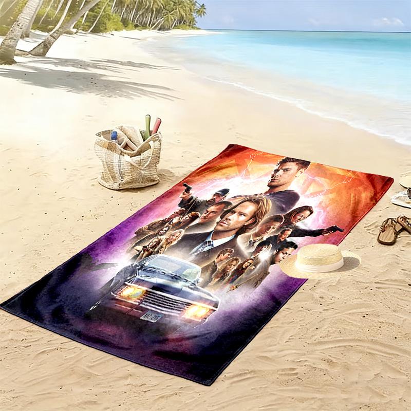 Supernatural Print Beach Towel, Large Soft Quick Dry Towel for Beach Camping Swimming