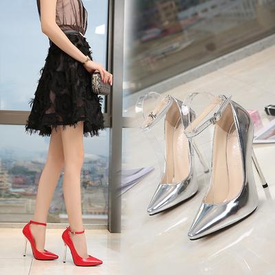 2024 Shoes Zapatos Mujer  Thin Heels Sandals Women Wedding Pumps Bridal Buckle Patent Leather Stilettoert5