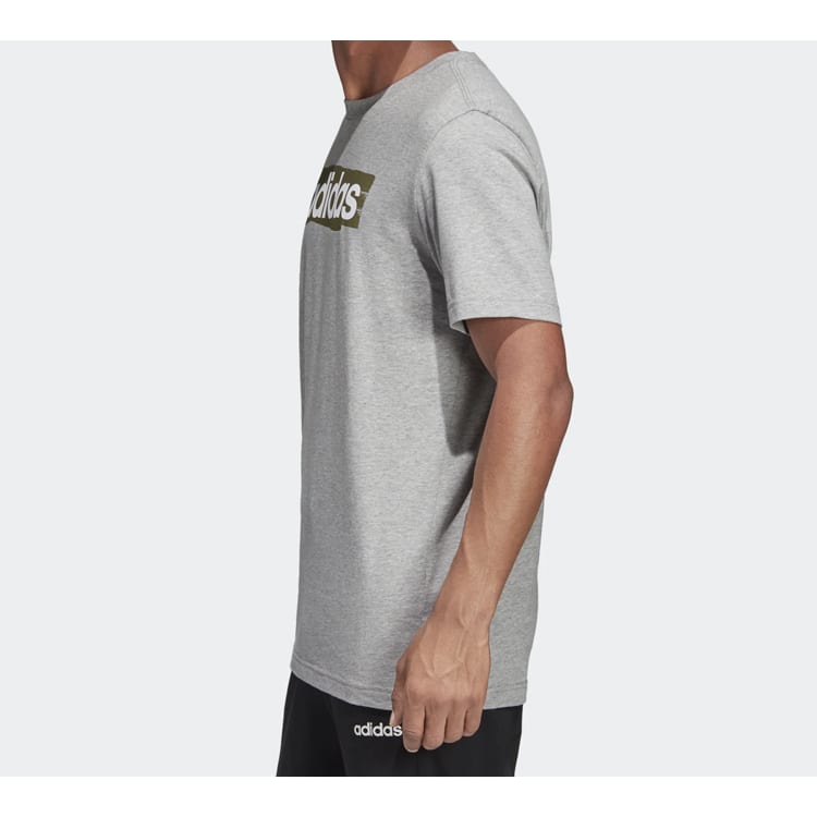 Adidas T Shirts Men's Gray Crew Neck Moderate Straight Fit DV3051